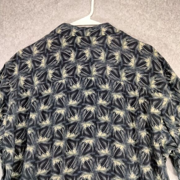 Geoffrey Beene Shirt Mens Size L Silk Blend Button Down Black Tropical Hawaiian - Picture 8 of 10